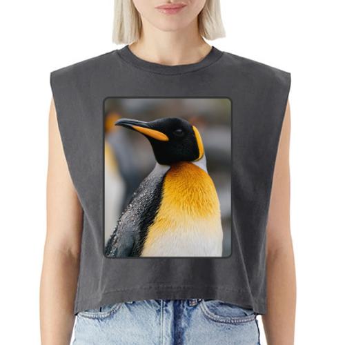 King Penguin Portrait Design - Washed Women´s Muscle Tank Top