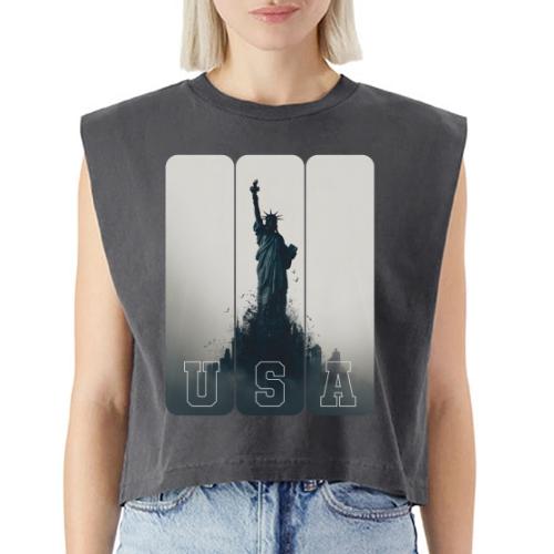 USA: Liberty Rising Over Manhattan - Washed Women´s Muscle Tank Top