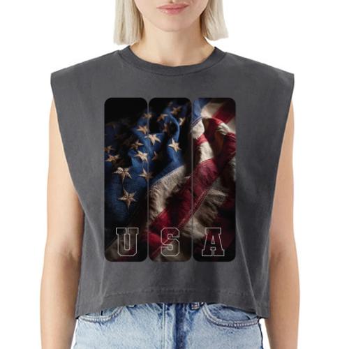 USA: Worn Stars and Stripes - Washed Women´s Muscle Tank Top