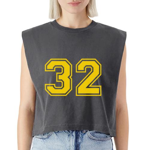 Number 32 in a classic athletic collegiate font - Washed Women´s Muscle Tank Top