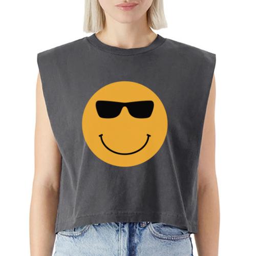 Orange Face with Sunglasses - Washed Women´s Muscle Tank Top
