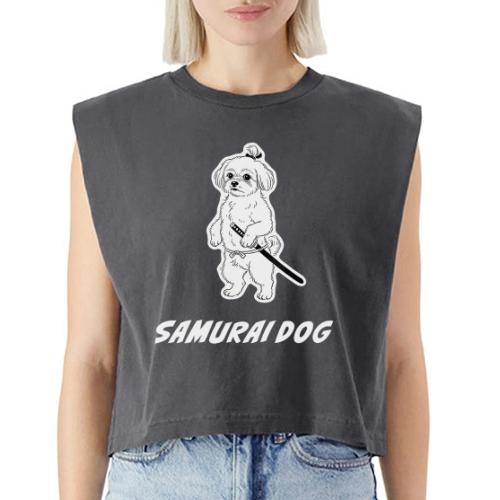 Samurai Maltese Katana Warrior Dog Tee - Washed Women´s Muscle Tank Top
