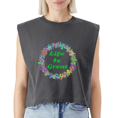 Life Is Great – Positive attitude - Washed Women´s Muscle Tank Top