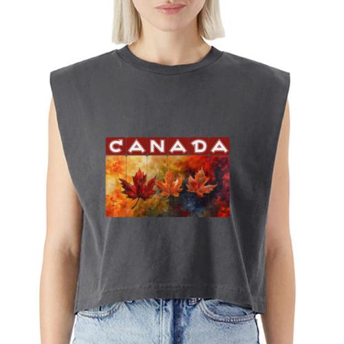 Painted Canada Leaves - Washed Women´s Muscle Tank Top