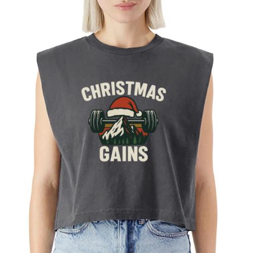 Christmas Gains – Santa Barbell Power - Washed Women´s Muscle Tank Top