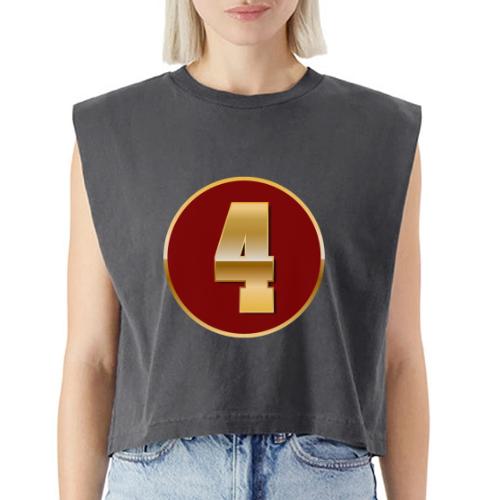 Number 4 in Gold Varsity Font - Washed Women´s Muscle Tank Top