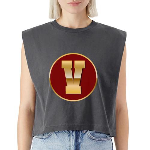 Letter V – Capital Varsity Alphabet Monogram - Washed Women´s Muscle Tank Top