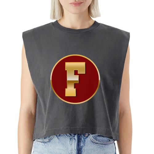 Letter F – Capital Varsity Alphabet Monogram - Washed Women´s Muscle Tank Top