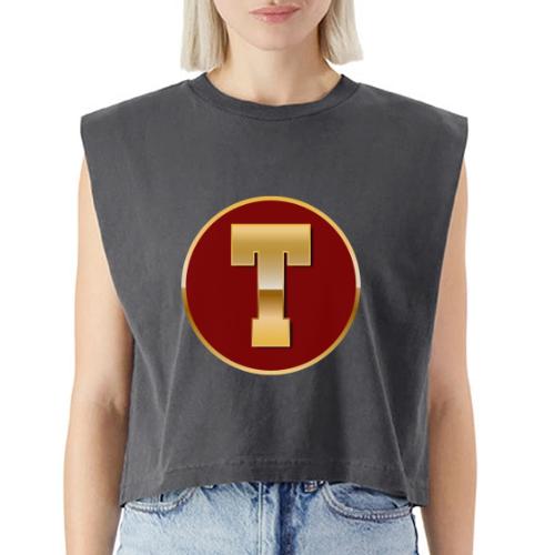 Letter T – Capital Varsity Alphabet Monogram - Washed Women´s Muscle Tank Top