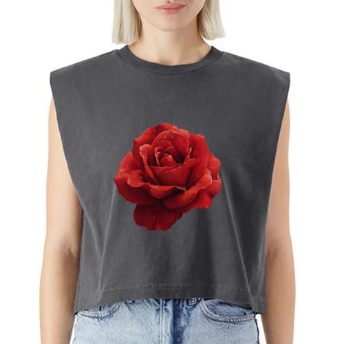 Rose: Crimson Dew Bloom - Washed Women´s Muscle Tank Top