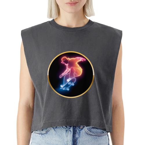Skateboarding: Golden Trick Rider - Washed Women´s Muscle Tank Top