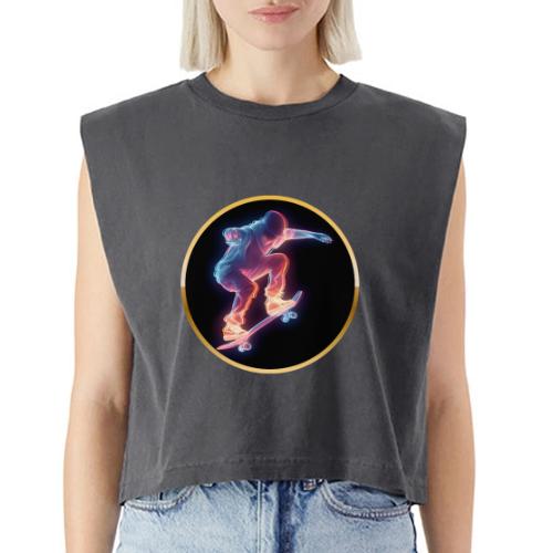 Skateboarding: Neon Skate Orbit - Washed Women´s Muscle Tank Top