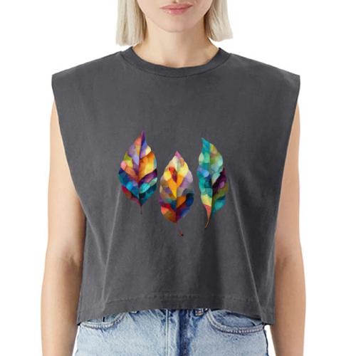 Art: Colorful Leaf Harmony - Washed Women´s Muscle Tank Top