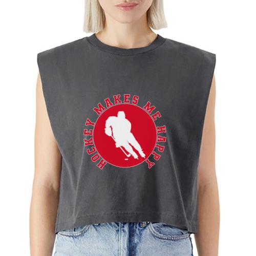 Hockey Makes Me Happy – Ice Hockey Fan Emblem - Washed Women´s Muscle Tank Top