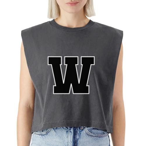 Varsity Letter W Collegiate Font Design - Washed Women´s Muscle Tank Top