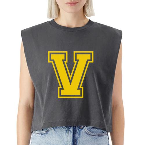 Letter V – Capital Athletic Alphabet Monogram - Washed Women´s Muscle Tank Top