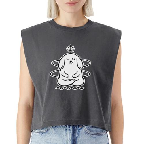 Cute Meditating Bunny Zen Yoga Animal - Washed Women´s Muscle Tank Top