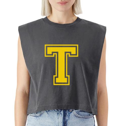 Letter T – Capital Athletic Alphabet Monogram - Washed Women´s Muscle Tank Top
