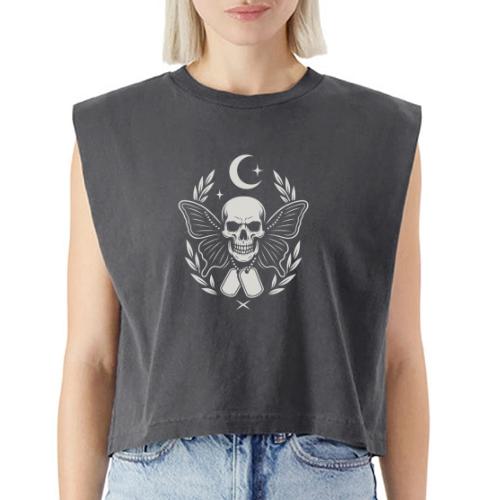 Skull butterfly dog tags - Washed Women´s Muscle Tank Top