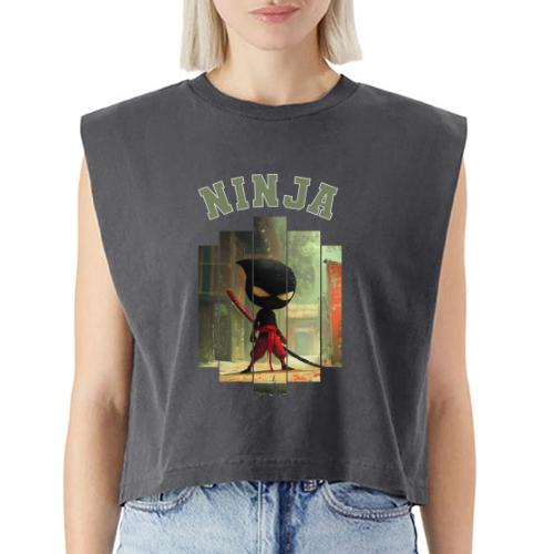 Cute Ninja Attack - Washed Women´s Muscle Tank Top