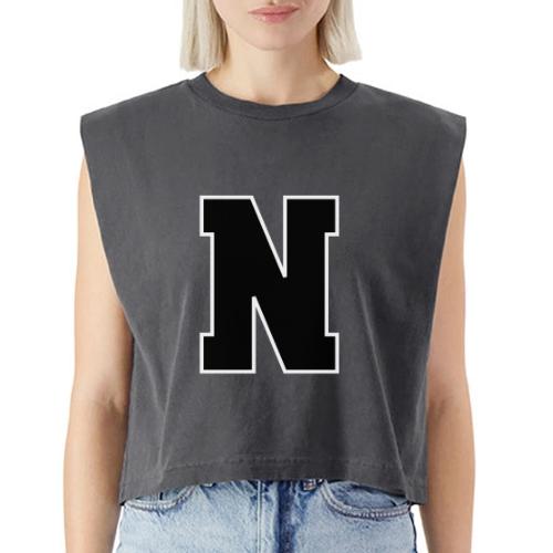 Varsity Letter N Athletic Font Graphic - Washed Women´s Muscle Tank Top