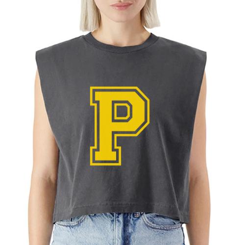 Letter P – Capital Athletic Alphabet Monogram - Washed Women´s Muscle Tank Top