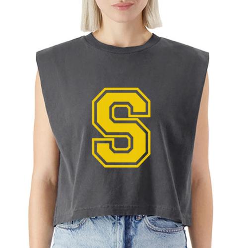 Letter S – Capital Athletic Alphabet Monogram - Washed Women´s Muscle Tank Top