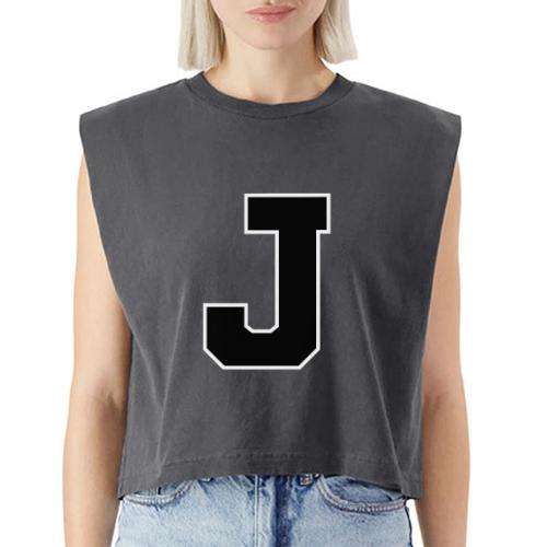 Varsity Letter J Athletic Alphabet Graphic - Washed Women´s Muscle Tank Top