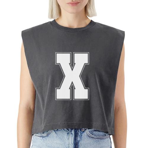 White Letter X – Varsity Alphabet Monogram - Washed Women´s Muscle Tank Top