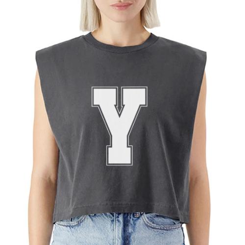 White Letter Y – Varsity Alphabet Monogram - Washed Women´s Muscle Tank Top