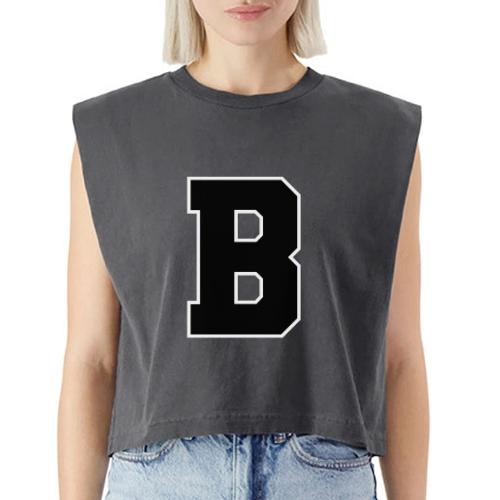 Varsity Letter B Athletic Alphabet Graphic - Washed Women´s Muscle Tank Top