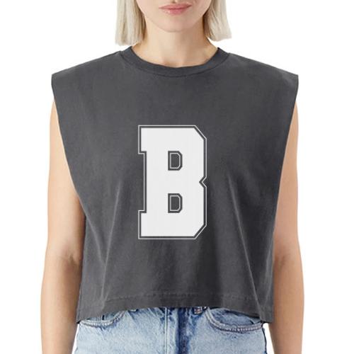 White Letter B – Varsity Alphabet Monogram - Washed Women´s Muscle Tank Top