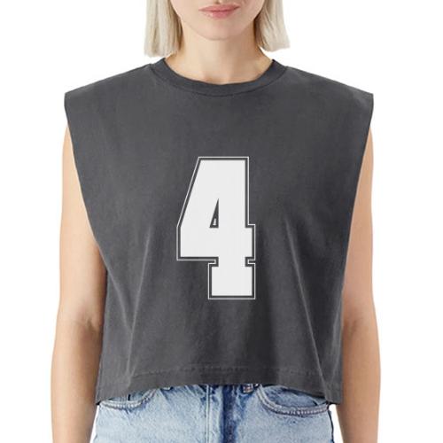 White Number 4 – Varsity Font - Washed Women´s Muscle Tank Top