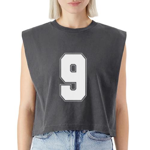 White Number 9 – Varsity Font - Washed Women´s Muscle Tank Top