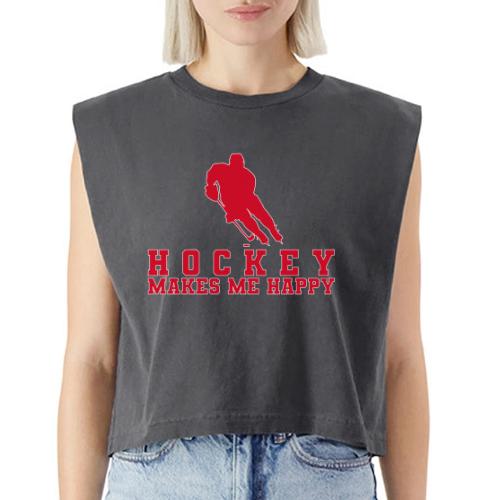 Hockey makes me happy - Washed Women´s Muscle Tank Top
