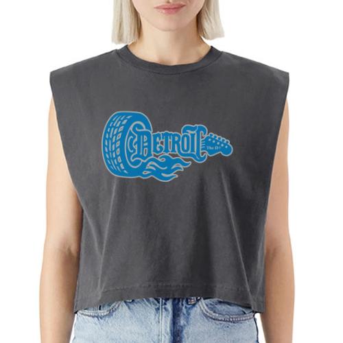 The D® - Detroit Wheel Guitar with Flames Bl Slvr - Washed Women´s Muscle Tank Top