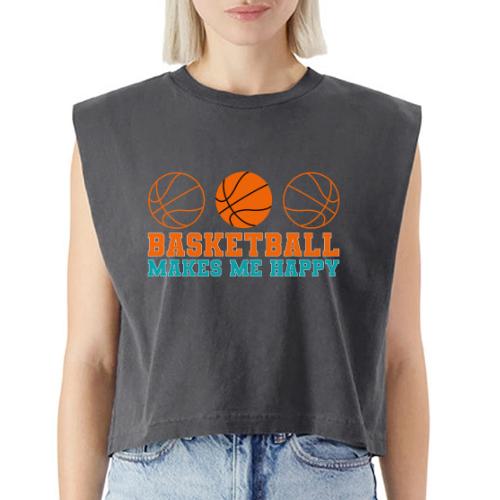 Basketball makes me happy - Washed Women´s Muscle Tank Top