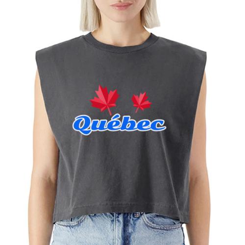 Québec with two red maple leaves - Washed Women´s Muscle Tank Top