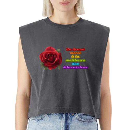 Thank You Educator: Pink and Rainbow Message - Washed Women´s Muscle Tank Top