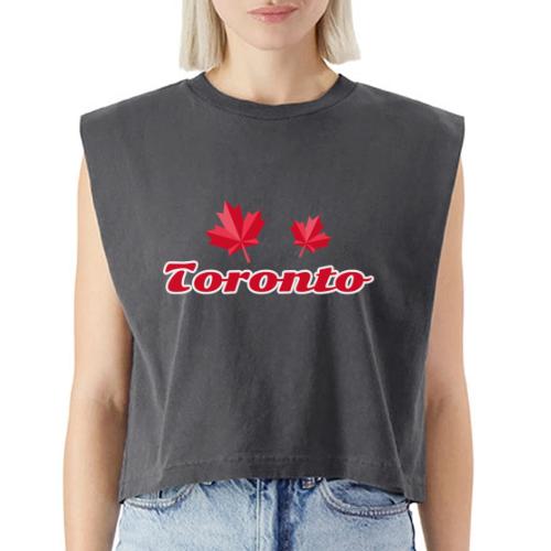 Toronto with two red maple leaves - Washed Women´s Muscle Tank Top