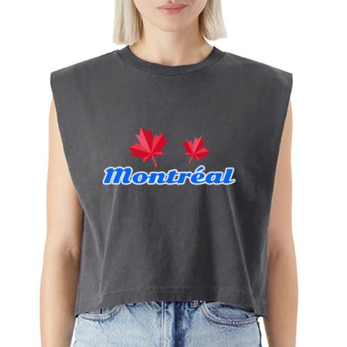 Montréal with two red maple leaves - Washed Women´s Muscle Tank Top