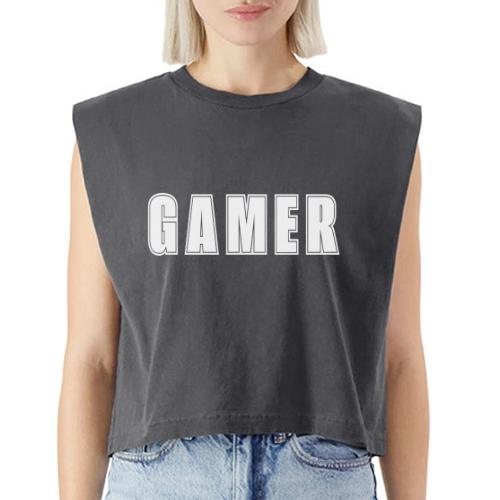 Gamer Collegiate White Text Design - Washed Women´s Muscle Tank Top