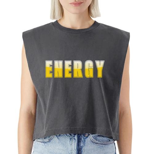 ENERGY Electric Yellow Power Word Design - Washed Women´s Muscle Tank Top