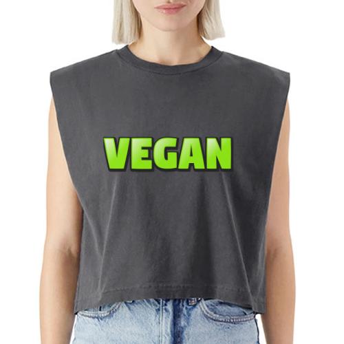 Vegan Bold Green Typography Design - Washed Women´s Muscle Tank Top