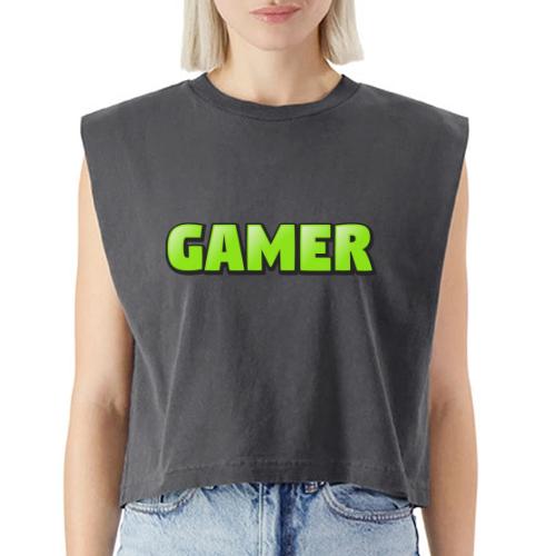Gamer Neon Green Gaming Logo Design - Washed Women´s Muscle Tank Top