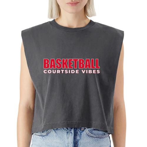 Courtside Vibes Basketball Typography Design - Washed Women´s Muscle Tank Top