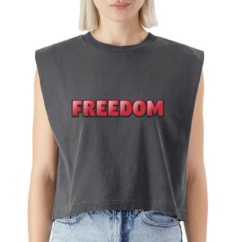 Freedom Bold 3D Word Art Design - Washed Women´s Muscle Tank Top