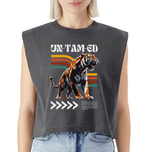 Unleash Your Wild Side: Fierce Tiger Print Design - Washed Women´s Muscle Tank Top