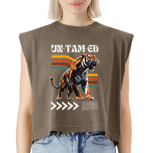 Unleash Your Wild Side: Fierce Tiger Print Design - Washed Women´s Muscle Tank Top