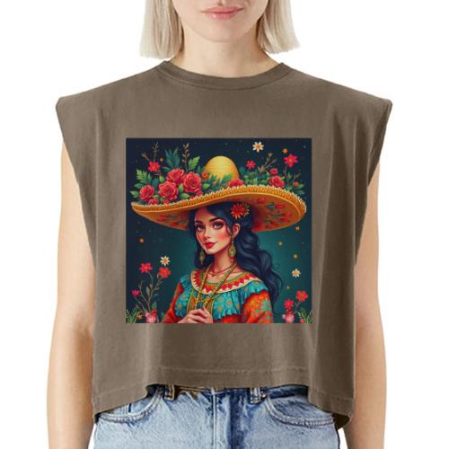 Mexican Design, Regional Mexican Charro Woman - Washed Women´s Muscle Tank Top
